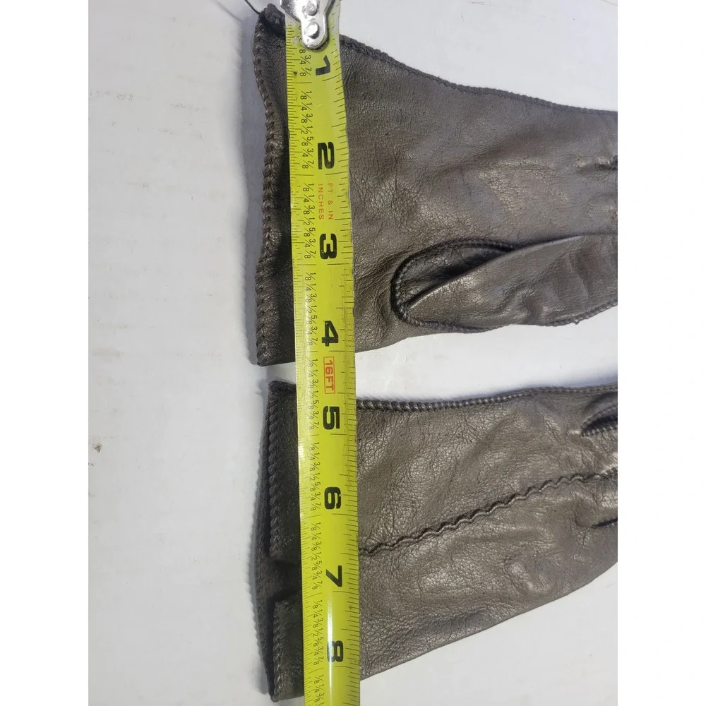 Vintage Genuine Deerskin‎ Leather Gloves Taupe Brown Whipstitch Sz 8.5 Hand Wash